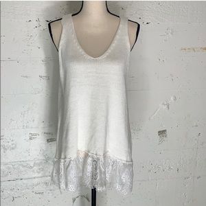 Cloud Chaser XL knit lace bottom tank